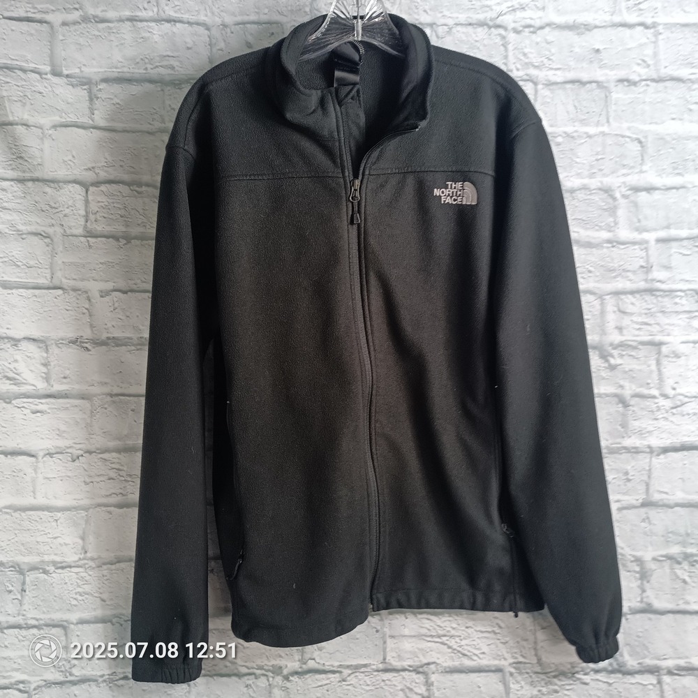 North Face Jacket Mens Large Black Full Zip Fleece Outdoor Lightweight Warm